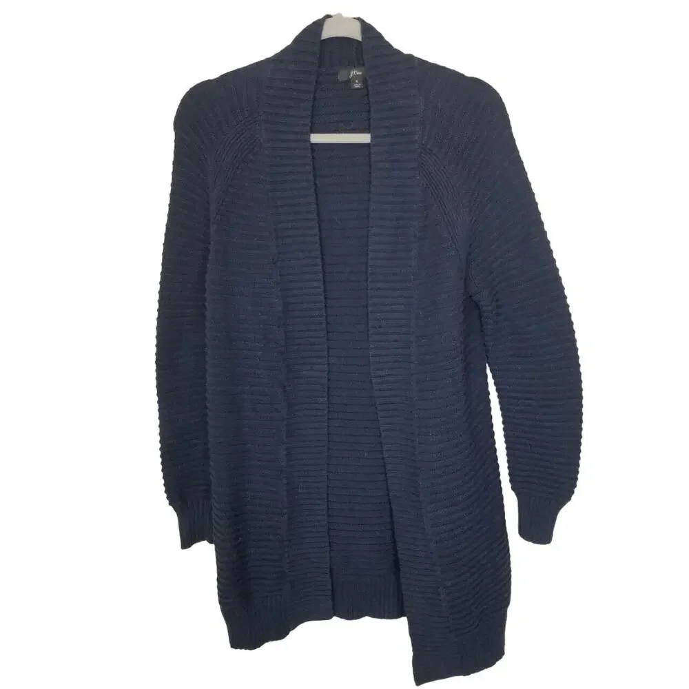 J. Crew Womens Knit Cardigan Sweater Size S Open Front Classic Preppy Minimalist